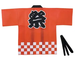 ｶﾗｰ不織布ﾊｯﾋﾟ 祭 赤 M 市松柄